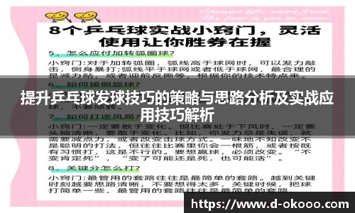 提升乒乓球发球技巧的策略与思路分析及实战应用技巧解析